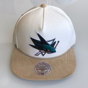 Mitchell & Ness 5 Panel Strap Back Sharks Hats